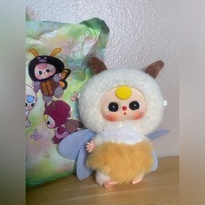 Baby Three Elf Series Moth with Boba Eyes and Wings Plush Keychain